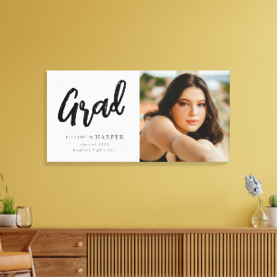Modern Grad Brush Script Photo Graduation Canvas Print