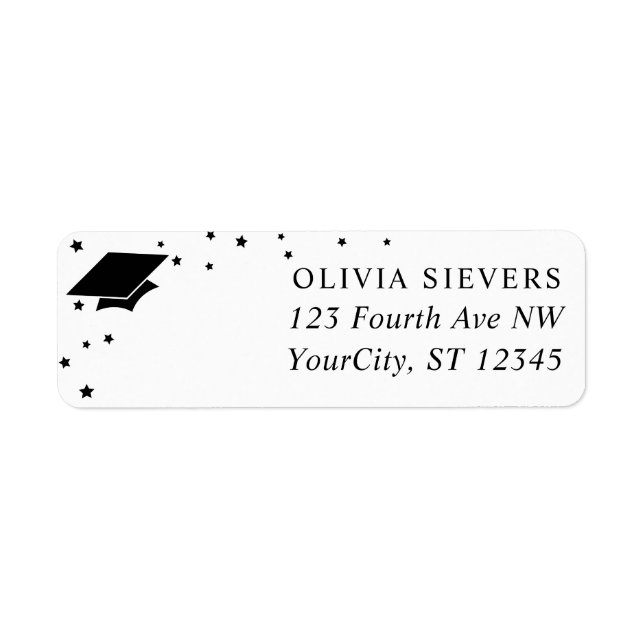 Modern Grad Cap Graduation Return Address (Front)