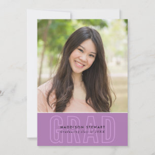 MODERN GRAD chic photo outline overlay purple Invitation