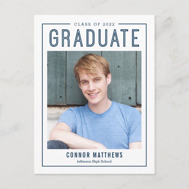 Modern Grad Editable Colour Graduation Postcard (Front)