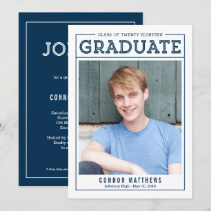 Modern Grad Graduation Announcement Invitation