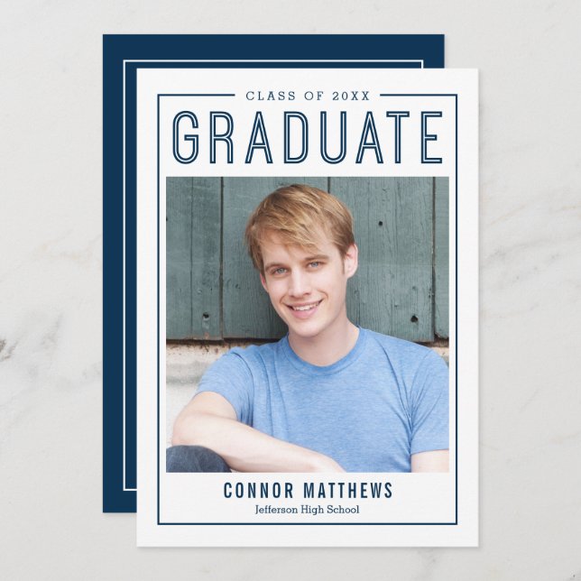 Modern Grad Graduation Announcement Invitation (Front/Back)