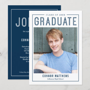 Modern Grad Graduation Announcement Invitation