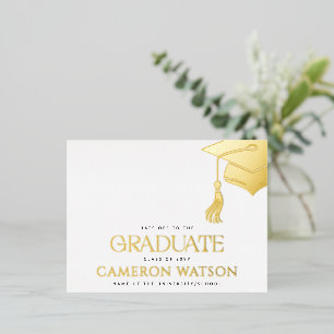 Modern Grad Hat Tassel Graduation Foil Postcard