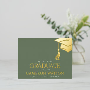 Modern Grad Hat Tassel Graduation Foil Postcard