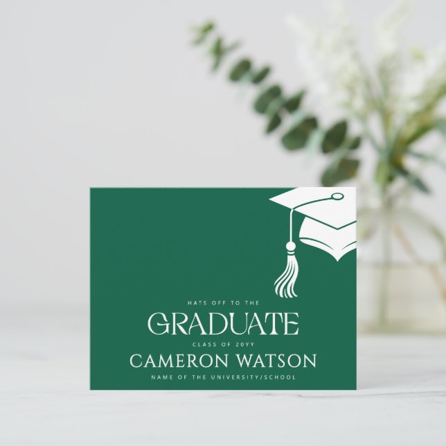 Modern Grad Hat Tassel Graduation Postcard (Standing Front)