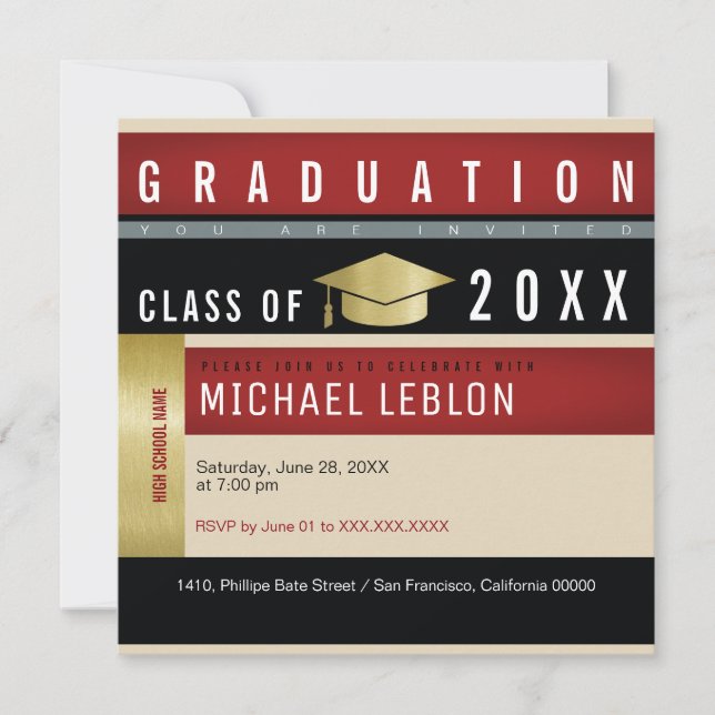 modern grad invite for student guests (Front)
