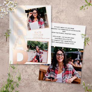 Modern Grad Party 3 Photo Rose Gold