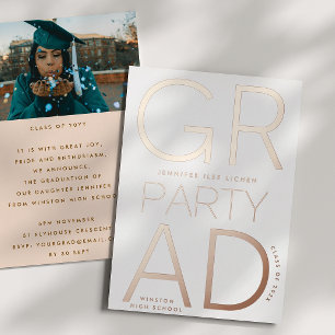 MODERN GRAD PARTY Class of 2026 ROSE Gold Pressed