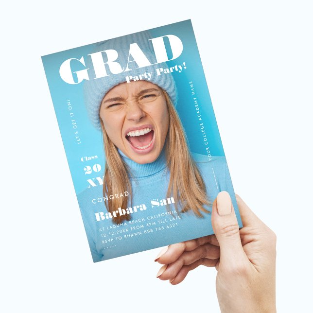 Modern Grad Party Magazine Graduate Graduation Invitation (Creator Uploaded)