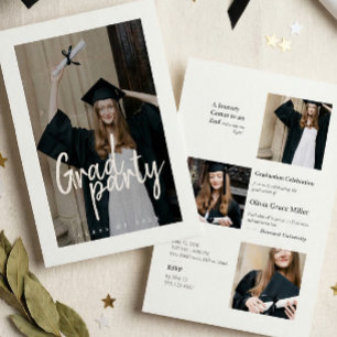 Modern Grad Party Photo Collage Graduation Invitation