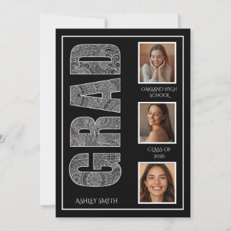 Modern Grad Party Side Typography Invitation