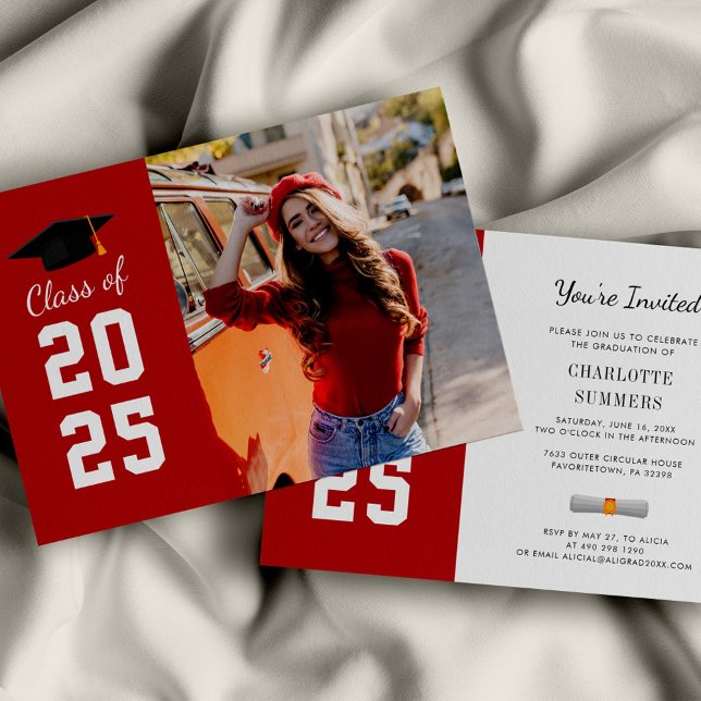 Modern Grad Photo Graduation 2026 Party Invitation (Modern Graduation Elegant Photo Party Invitation)
