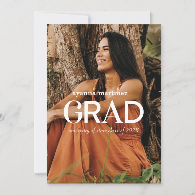 Modern GRAD Photo Graduation Announcement (Front)