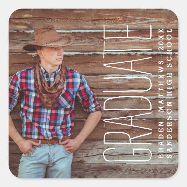 Modern Grad | Photo Graduation Sticker (Front)