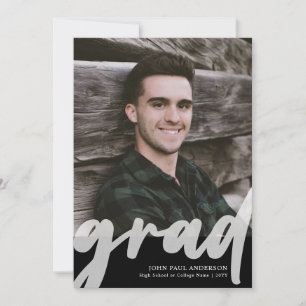 Modern GRAD Script High School 2 Photo Graduation Announcement