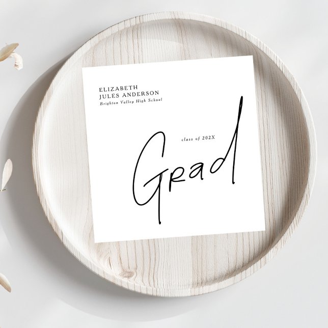 Modern Grad Script Typography Graduation Napkin (Creator Uploaded)