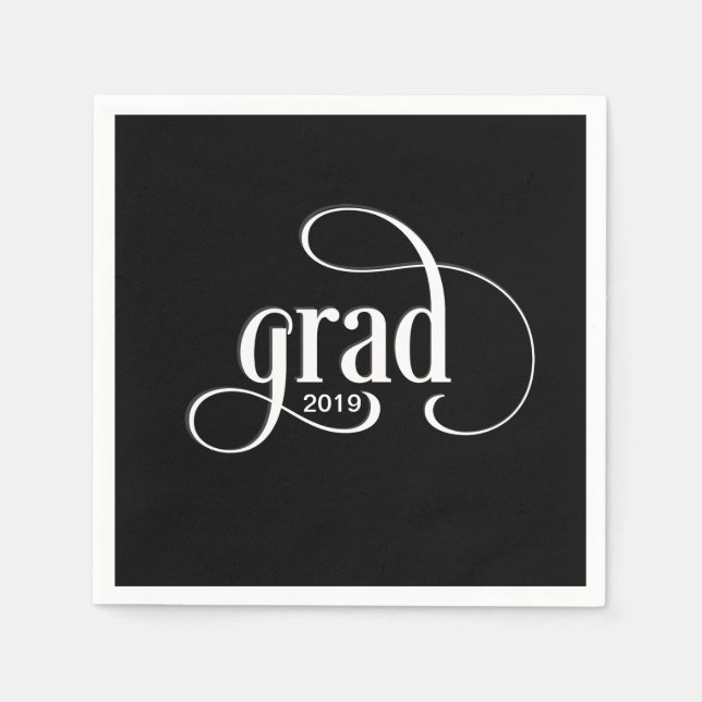 Modern Grad Typography Graduation Party with Year Napkin (Front)