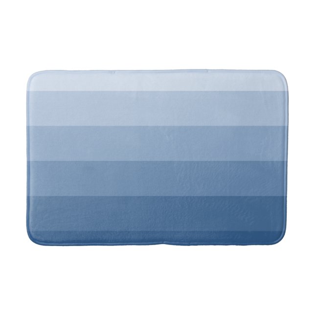 Modern Gradient Blue Stripes Bath Mat (Front)