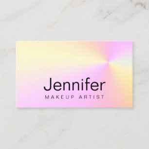 Modern gradient colorful holographic makeup artist business card