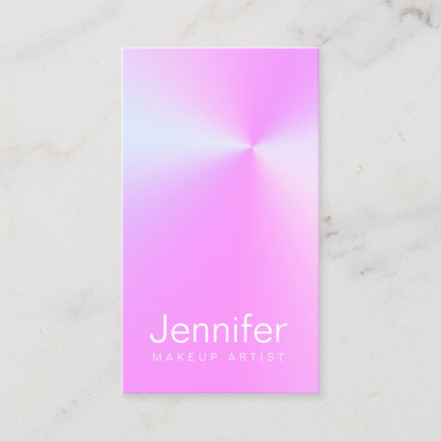 Modern gradient colourful holographic makeup artis business card (Front)