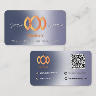 Modern Gradient Metallic Blue Purple Template  Business Card
