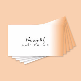 Modern gradient orange white makeup & hair business card