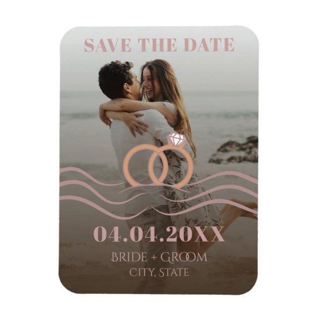 Modern Gradient Photo Save the Date Magnet Card (Vertical)