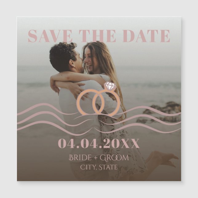 Modern Gradient Photo Save the Date Magnet Card (Front)