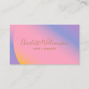 Modern Gradient Pink Purple Beauty Branding Unique Business Card