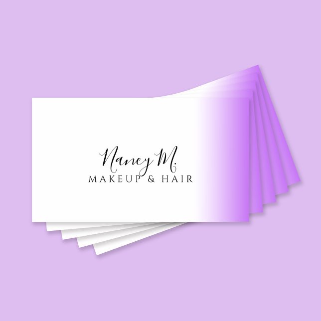Modern gradient purple white makeup & hair  business card (Creator Uploaded)