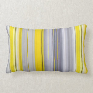 Modern Gradient Stripe Pattern Yellow Grey Lumbar Pillow