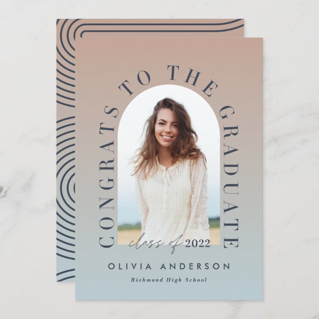 Modern gradient typography photo arch graduation (Front/Back)