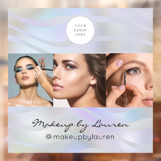 Modern Gradient Waves Black Script Logo Photo Window Cling