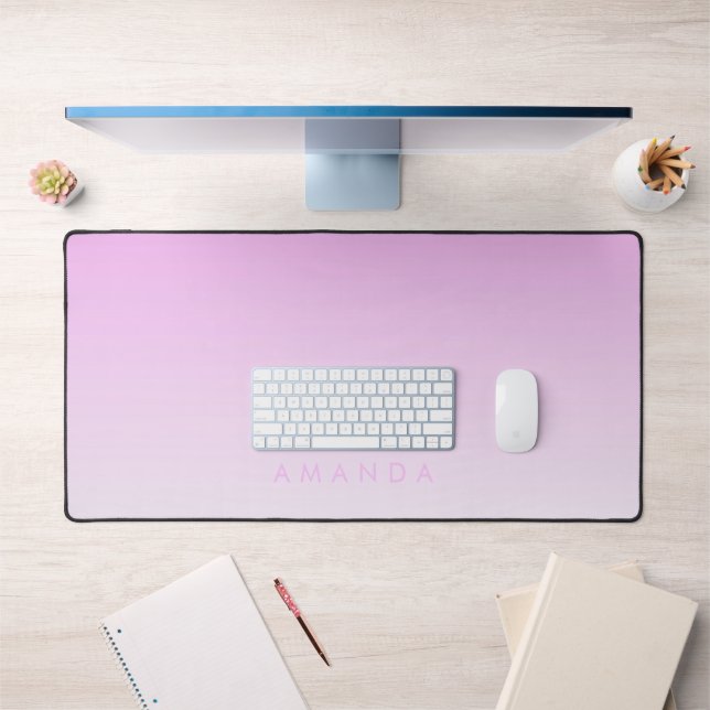 Modern Gradients Pink Minimalist Personalize Desk Mat (Office 1)