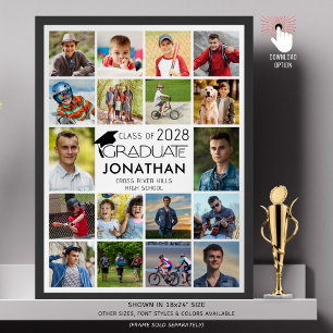Modern Graduate 18 Photo Collage Custom Colour Poster