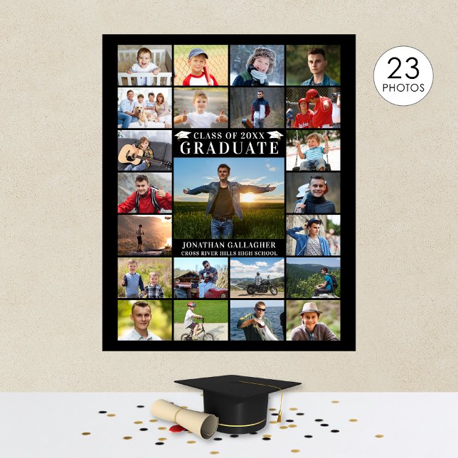 Modern Graduate 23 Photo Collage Custom Colour Poster (Creator Uploaded)
