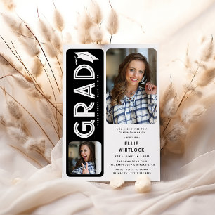 Modern Graduate 2 Photo Graduation Party Invitation