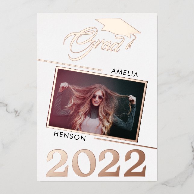 Modern Graduate 2 Photo Graduation Rose Gold (Front)