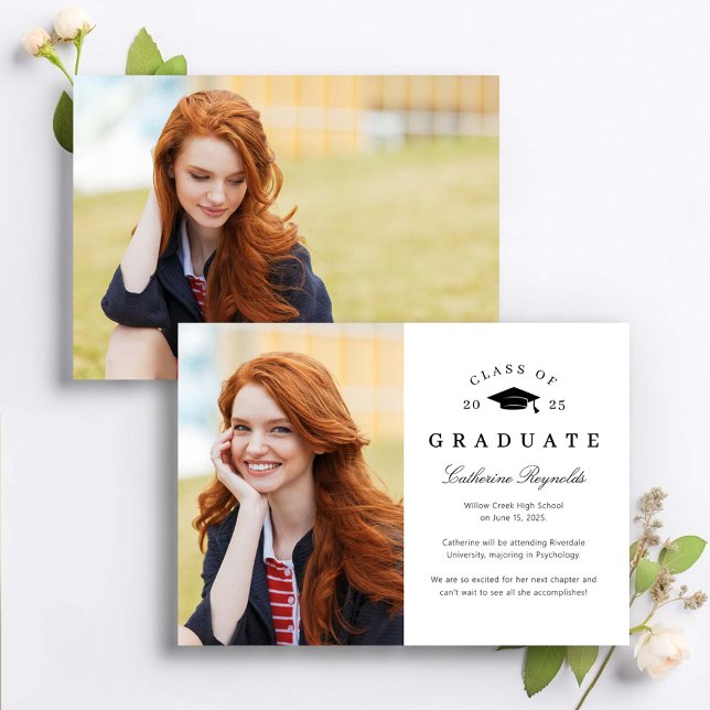 Modern Graduate 2 Photos Graduation Announcement (Creator Uploaded)