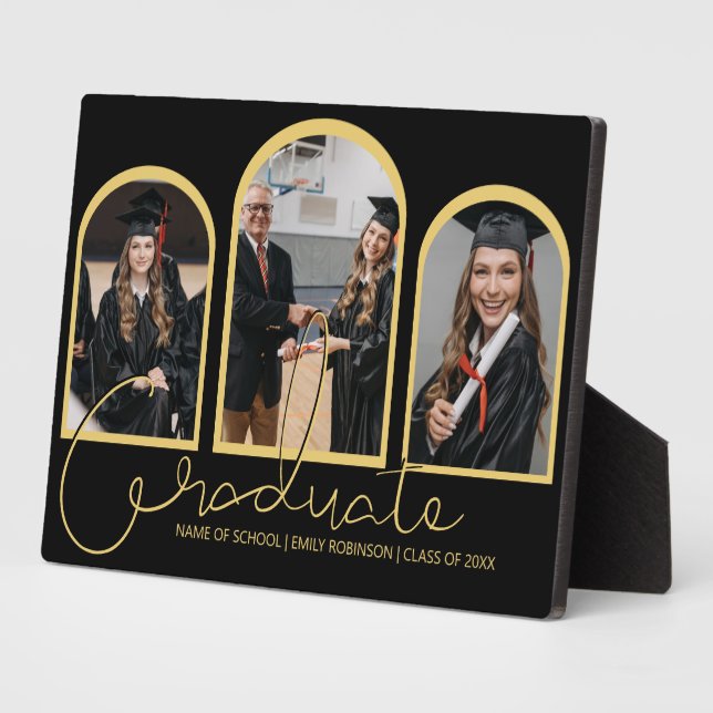 Modern Graduate | 3 Arched Photo Collage Plaque (Side)