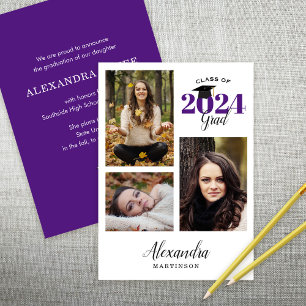 Modern Graduate 3 Photo Graduation Announcement