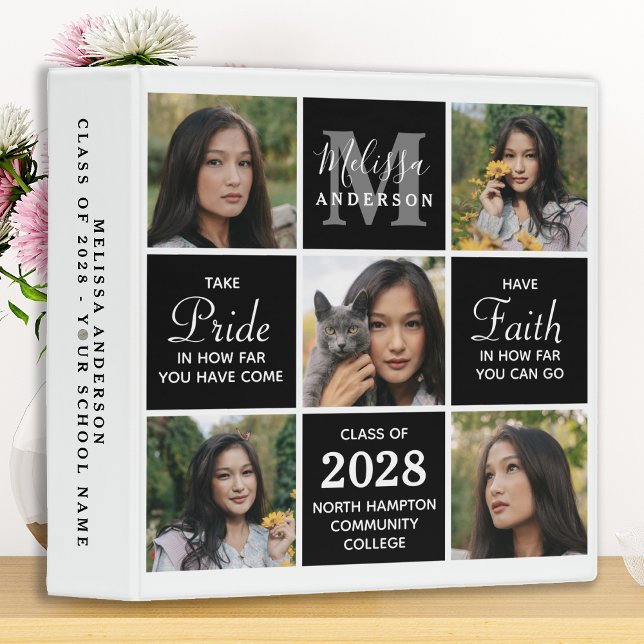 Modern Graduate 5 Photo Black Graduation Binder (Creator Uploaded)