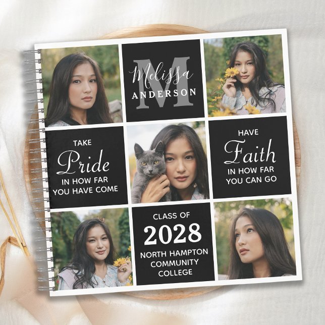 Modern Graduate 5 Photo Collage Graduation Guest Notebook (Creator Uploaded)