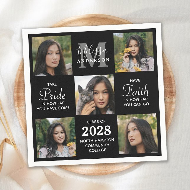 Modern Graduate 5 Photo Collage Graduation Napkin (Creator Uploaded)