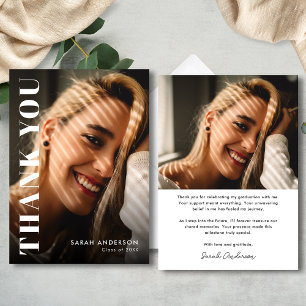 Modern Graduate Back and White Photo Graduation Thank You Card