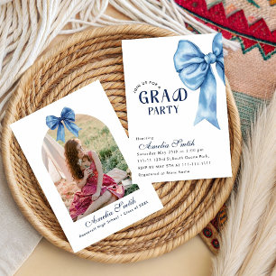 Modern Graduate Black Bow minimal Graduation party Invitation