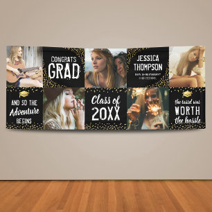 Modern Graduate Black & Gold Photo Banner