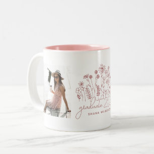Modern Graduate Blooming Wildflower Graduation Two-Tone Coffee Mug