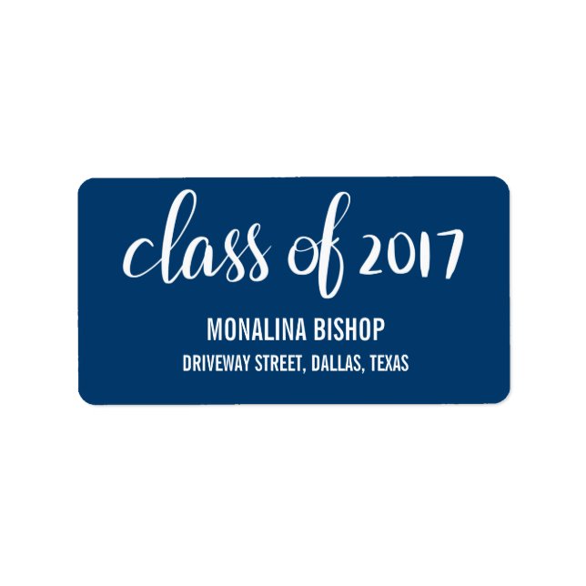Modern Graduate Class Of 2017 Typography Blue Label (Front)